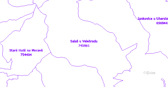 Katastrální mapa Salaš u Velehradu - přehledová mapa katastrálního území