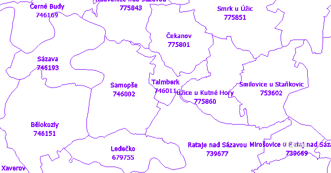 Katastrální mapa Talmberk - přehledová mapa katastrálního území