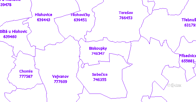 Katastrální mapa Biskoupky