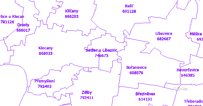 Katastrální mapa Sedlec u Líbeznic