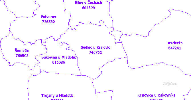 Katastrální mapa Sedlec u Kralovic - přehledová mapa katastrálního území