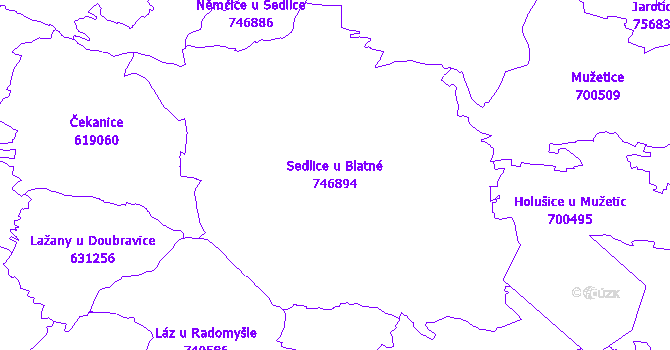 Katastrální mapa Sedlice u Blatné - přehledová mapa katastrálního území