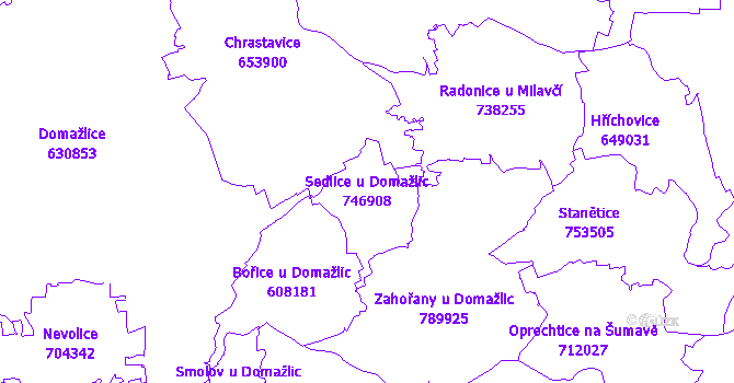 Katastrální mapa Sedlice u Domažlic - přehledová mapa katastrálního území