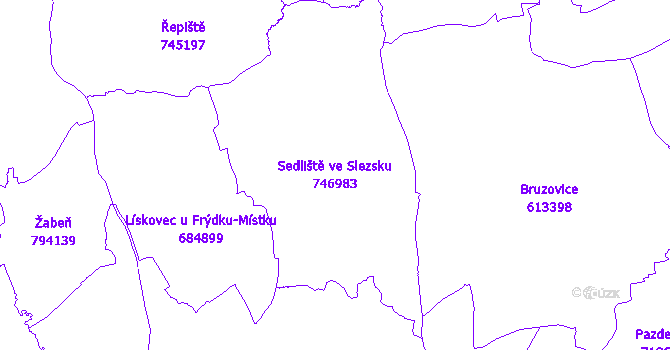 Katastrální mapa Sedliště ve Slezsku - přehledová mapa katastrálního území