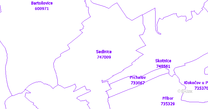 Katastrální mapa Sedlnice
