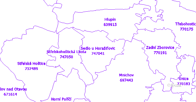 Katastrální mapa Sedlo u Horažďovic - přehledová mapa katastrálního území