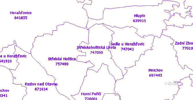 Katastrální mapa Střelskohoštická Lhota - přehledová mapa katastrálního území