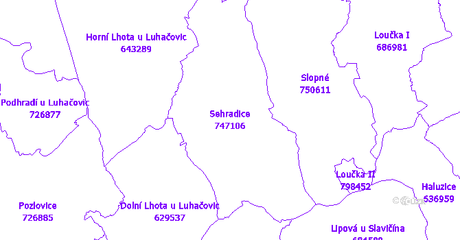 Katastrální mapa Sehradice