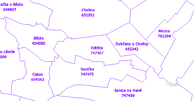 Katastrální mapa Odrlice