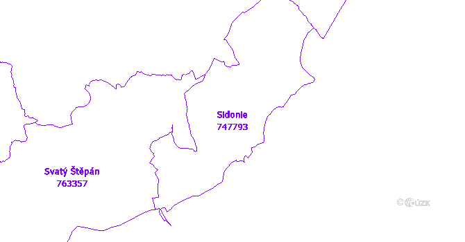 Katastrální mapa Sidonie - přehledová mapa katastrálního území