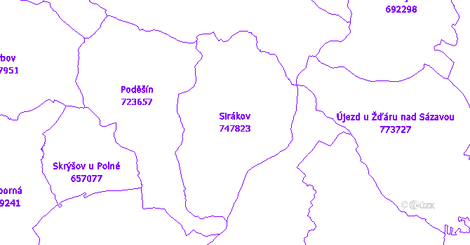 Katastrální mapa Sirákov - přehledová mapa katastrálního území