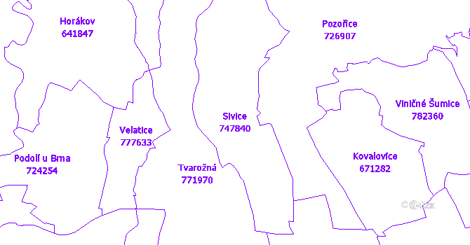 Katastrální mapa Sivice - přehledová mapa katastrálního území