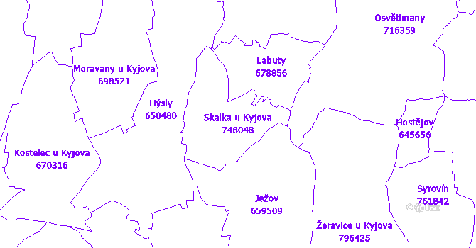 Katastrální mapa Skalka u Kyjova - přehledová mapa katastrálního území