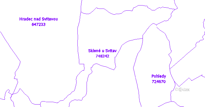 Katastrální mapa Sklené u Svitav - přehledová mapa katastrálního území