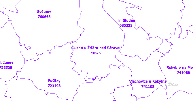 Katastrální mapa Sklené u Žďáru nad Sázavou - přehledová mapa katastrálního území