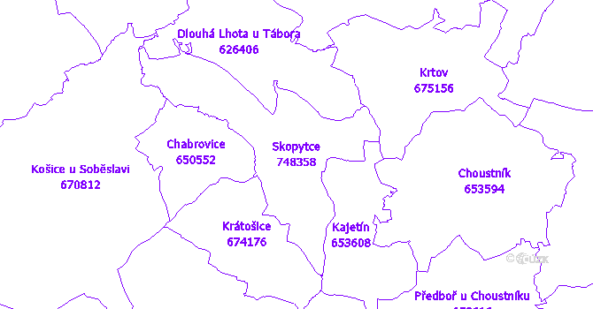 Katastrální mapa Skopytce - přehledová mapa katastrálního území
