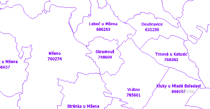 Katastrální mapa Skramouš