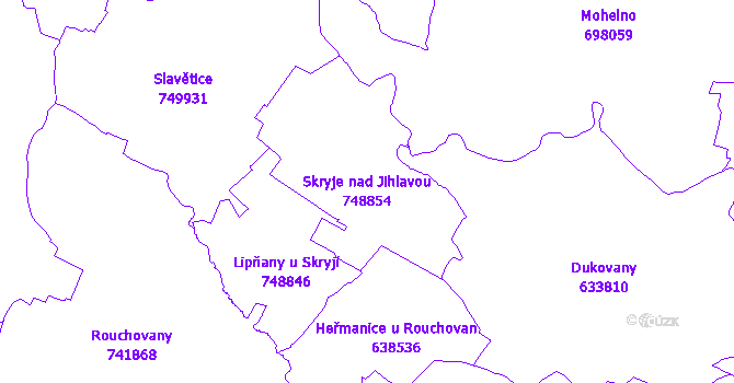 Katastrální mapa Skryje nad Jihlavou
