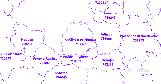 Katastrální mapa Skrýšov u Pelhřimova