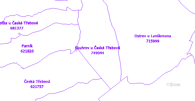 Katastrální mapa Skuhrov u České Třebové - přehledová mapa katastrálního území