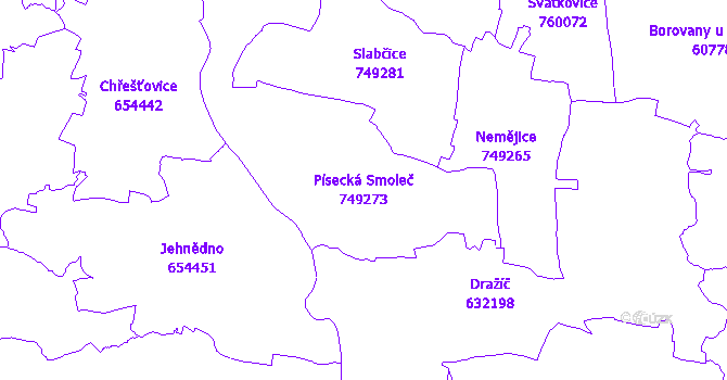 Katastrální mapa Písecká Smoleč