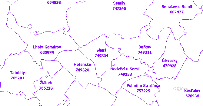 Katastrální mapa Slaná