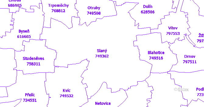 Katastrální mapa Slaný