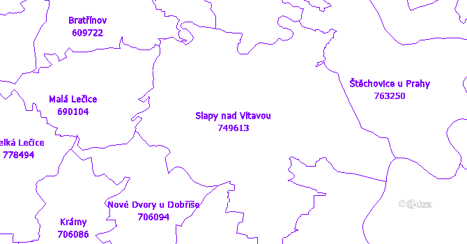 Katastrální mapa Slapy nad Vltavou
