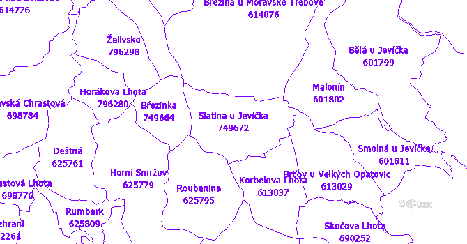 Katastrální mapa Slatina u Jevíčka