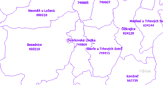 Katastrální mapa Dobrkovská Lhotka - přehledová mapa katastrálního území