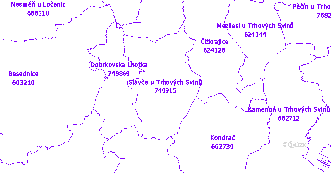 Katastrální mapa Slavče u Trhových Svinů - přehledová mapa katastrálního území