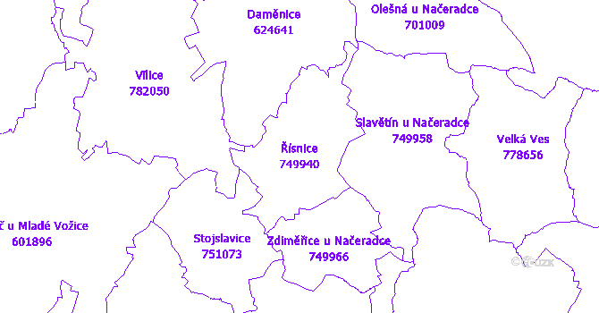 Katastrální mapa Řísnice