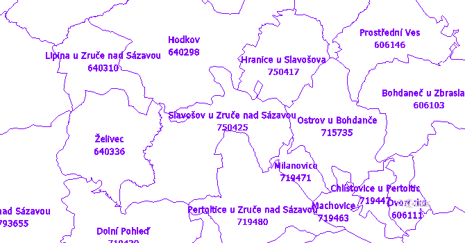 Katastrální mapa Slavošov u Zruče nad Sázavou - přehledová mapa katastrálního území