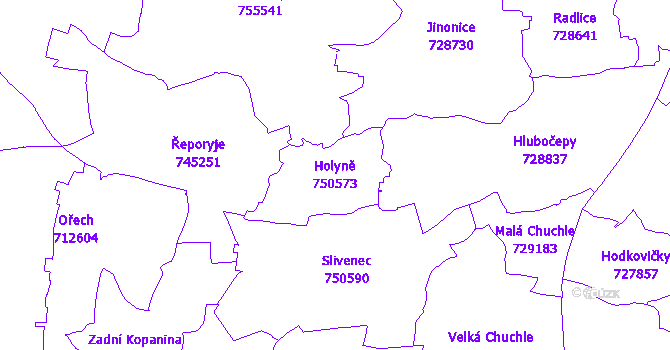 Katastrální mapa Holyně