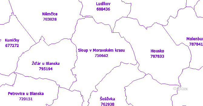 Katastrální mapa Sloup v Moravském krasu - přehledová mapa katastrálního území