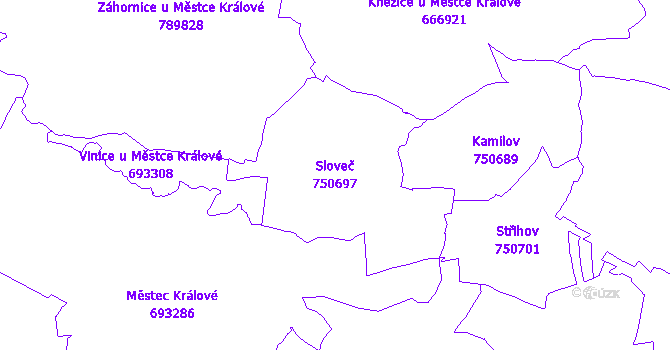 Katastrální mapa Sloveč