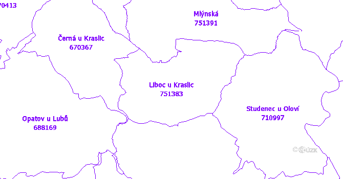 Katastrální mapa Liboc u Kraslic - přehledová mapa katastrálního území