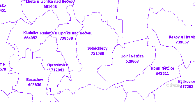 Katastrální mapa Soběchleby