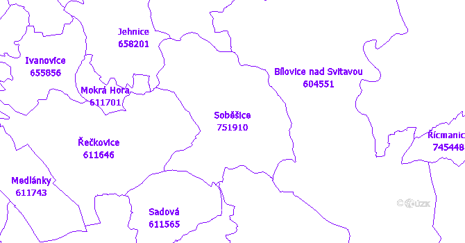 Katastrální mapa Soběšice
