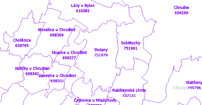 Katastrální mapa Stolany - přehledová mapa katastrálního území