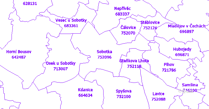 Katastrální mapa Sobotka - přehledová mapa katastrálního území