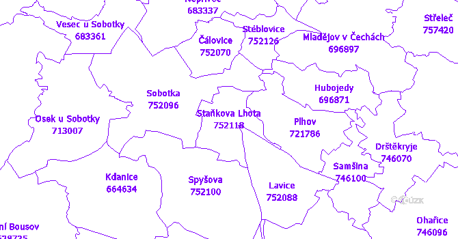 Katastrální mapa Staňkova Lhota - přehledová mapa katastrálního území