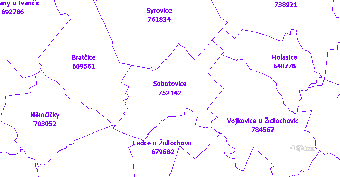 Katastrální mapa Sobotovice - přehledová mapa katastrálního území