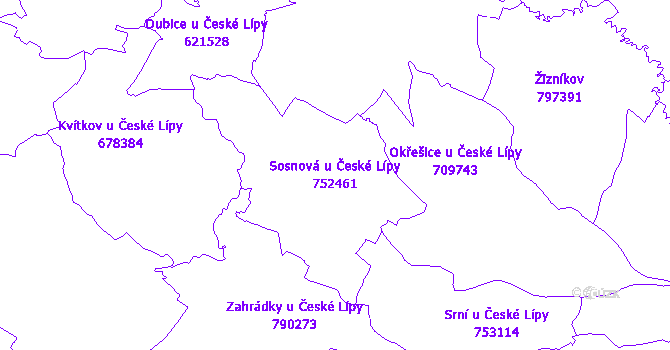 Katastrální mapa Sosnová u České Lípy