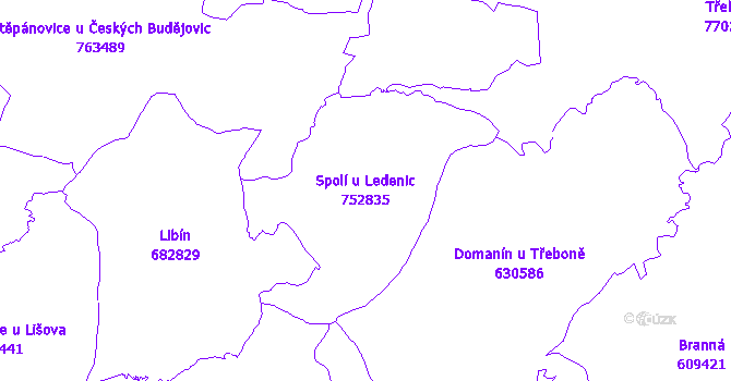 Katastrální mapa Spolí u Ledenic - přehledová mapa katastrálního území