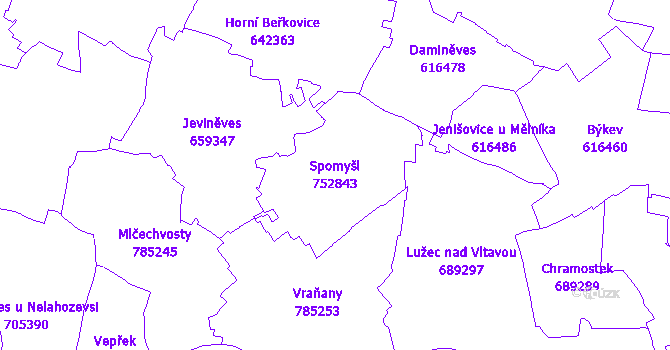 Katastrální mapa Spomyšl