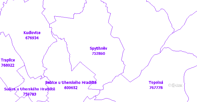 Katastrální mapa Spytihněv - přehledová mapa katastrálního území