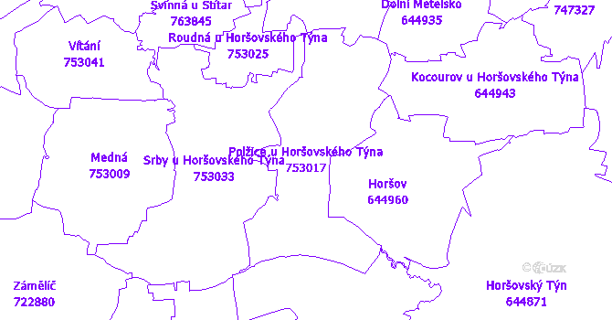 Katastrální mapa Polžice u Horšovského Týna - přehledová mapa katastrálního území