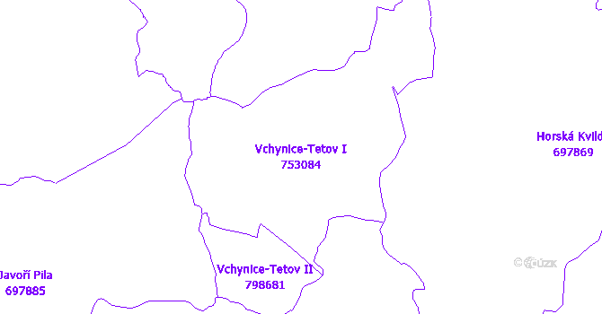 Katastrální mapa Vchynice-Tetov I - přehledová mapa katastrálního území