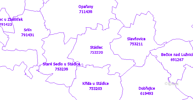 Katastrální mapa Stádlec